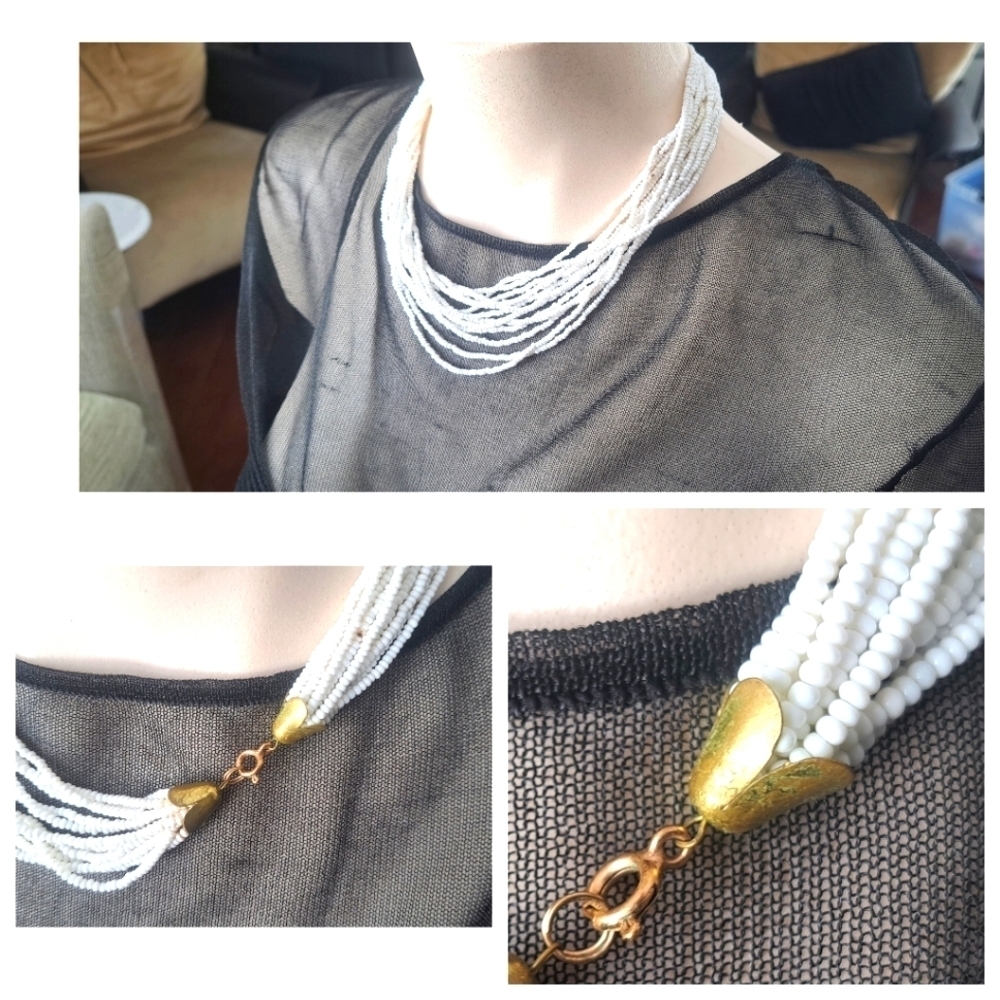 White seed bead necklace